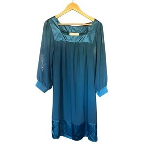 Thread Teal Dress with Square Neckline